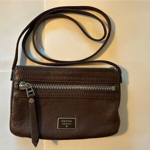 Fossil Brown Leather Dawson Mini Crossbody